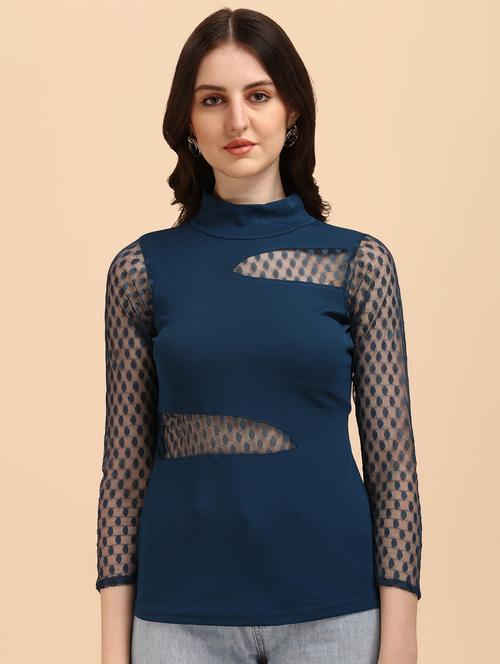 long-sleeved laced a line top - 18342035 - Standard Image - 0