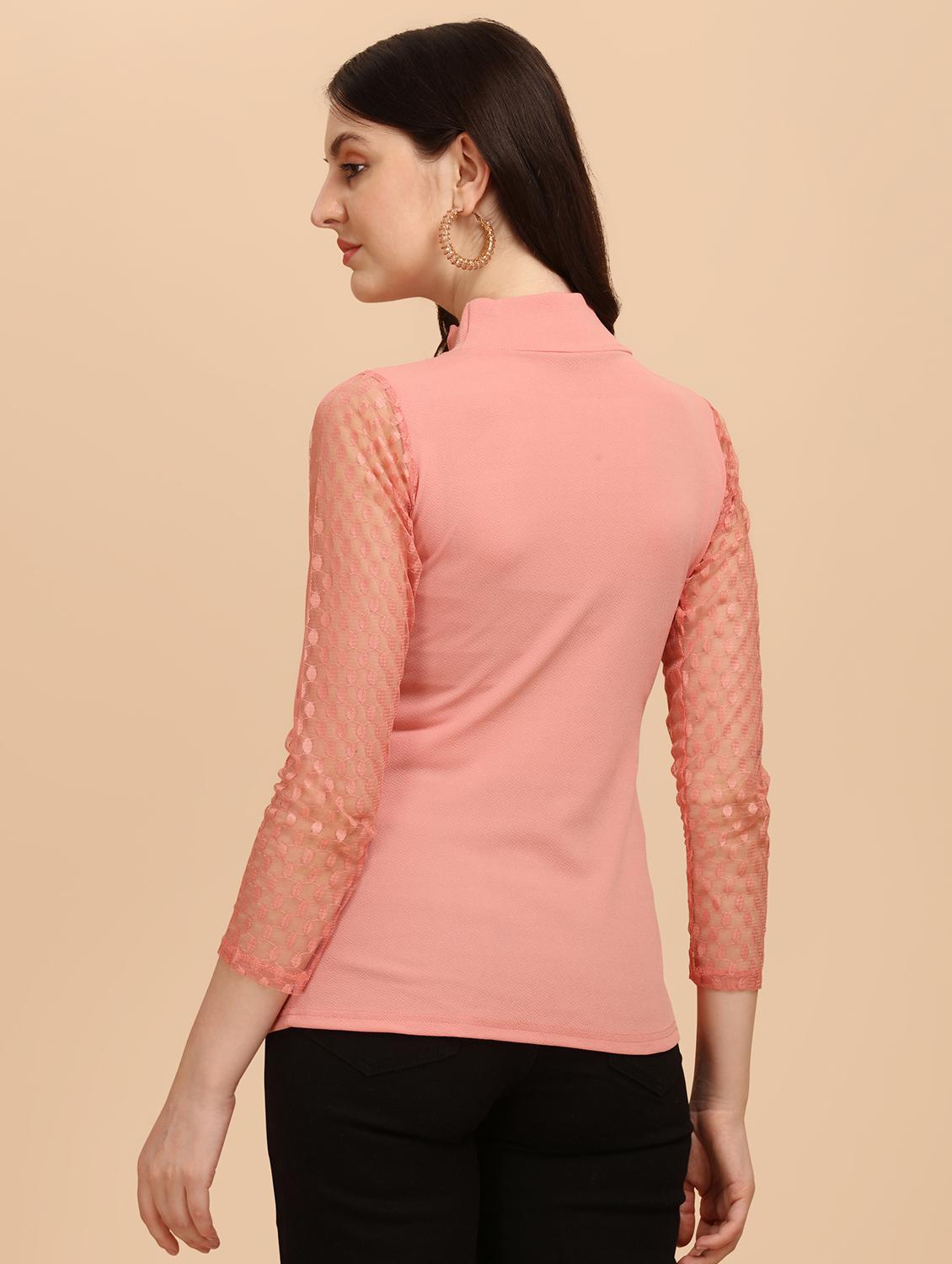 long-sleeved laced a line top - 18342038 - Standard Image - 3