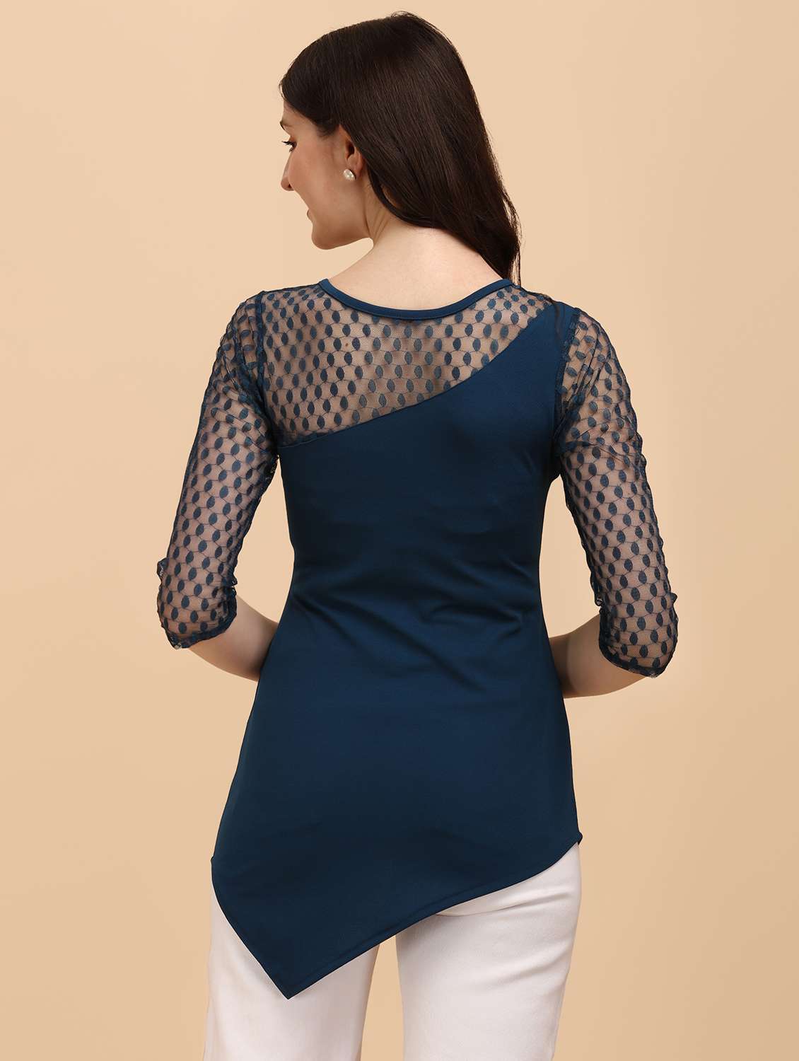 long-sleeved laced a line top - 18342047 - Standard Image - 3