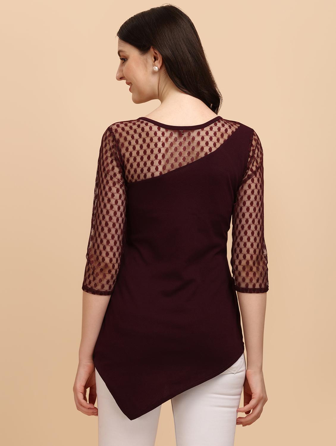 long-sleeved laced a line top - 18342049 - Standard Image - 3