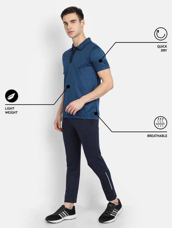 navy-blue solid polo t-shirt - 18342362 - Standard Image - 3