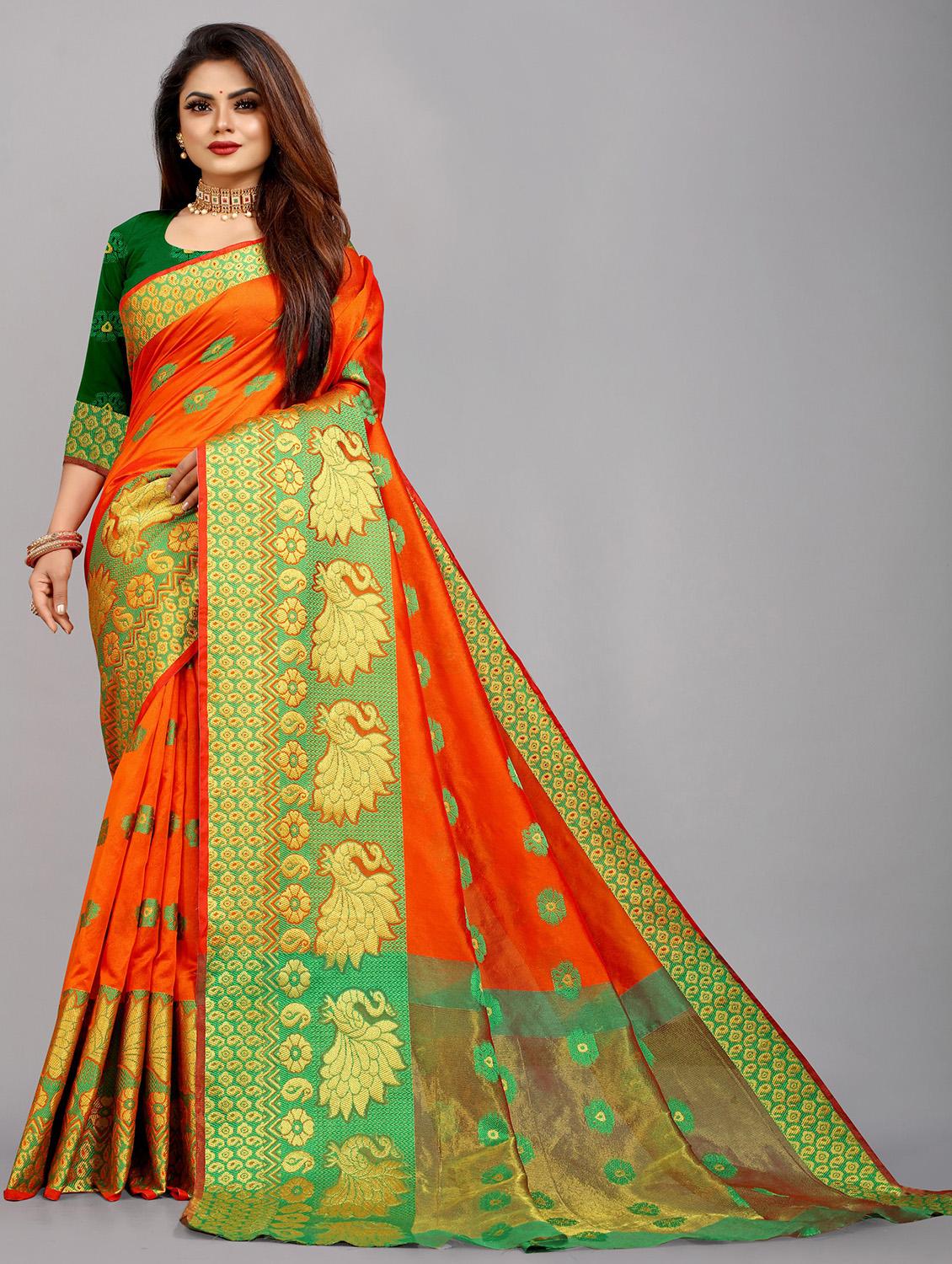 orange art silk mysore saree - 18342520 - Zoom Image - 0