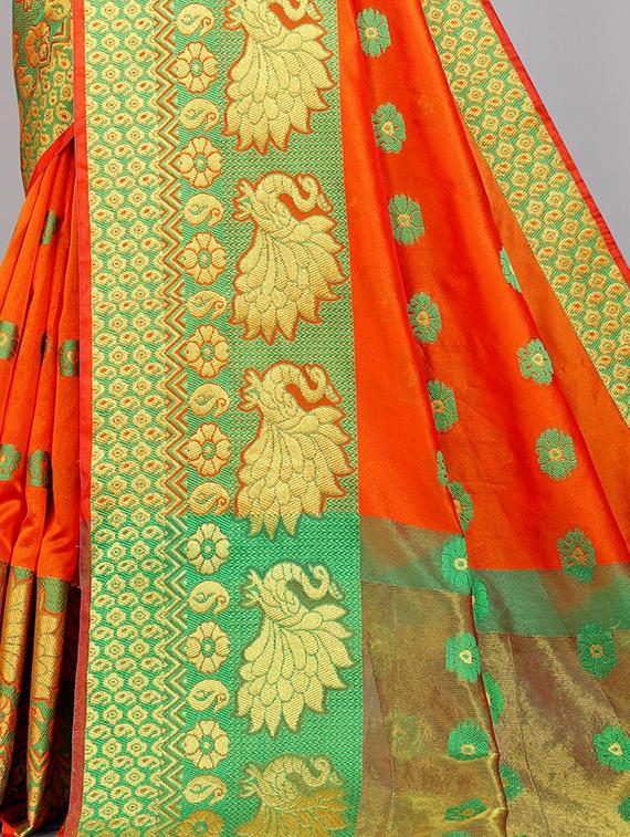 orange art silk mysore saree - 18342520 - Standard Image - 3