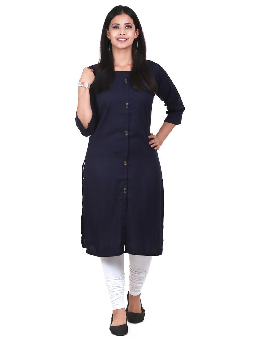 navy kurta churidaar set - 18342869 - Zoom Image - 0