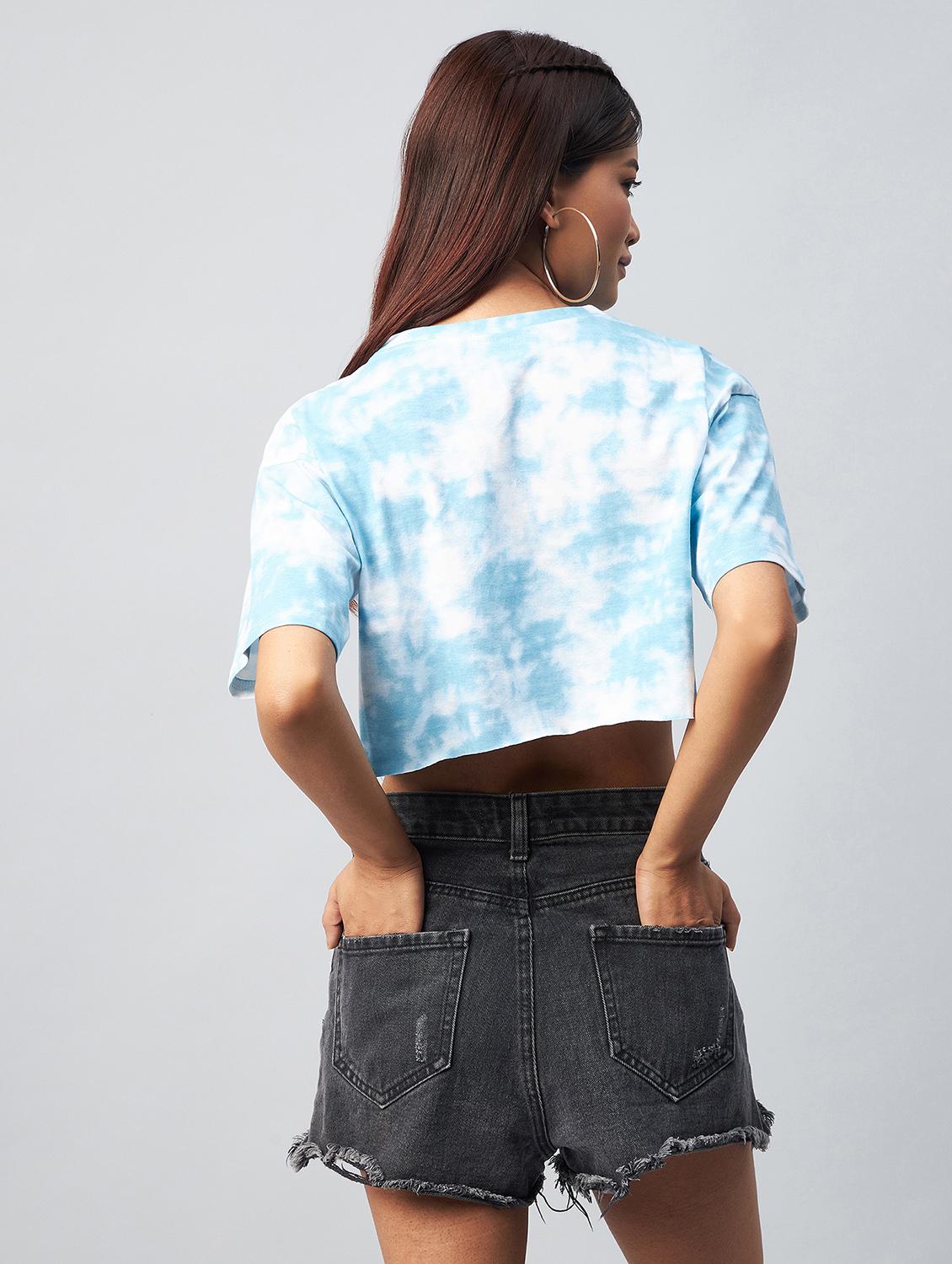 crew neck tie & dye crop tee - 18343425 - Standard Image - 3