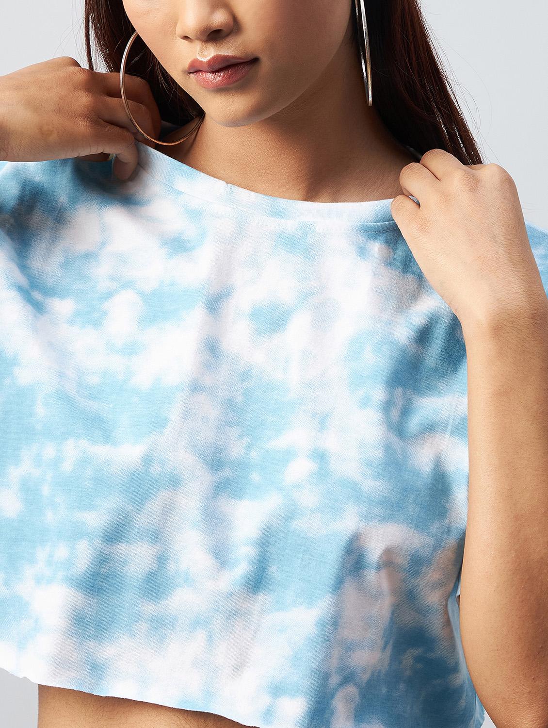 crew neck tie & dye crop tee - 18343425 - Standard Image - 5