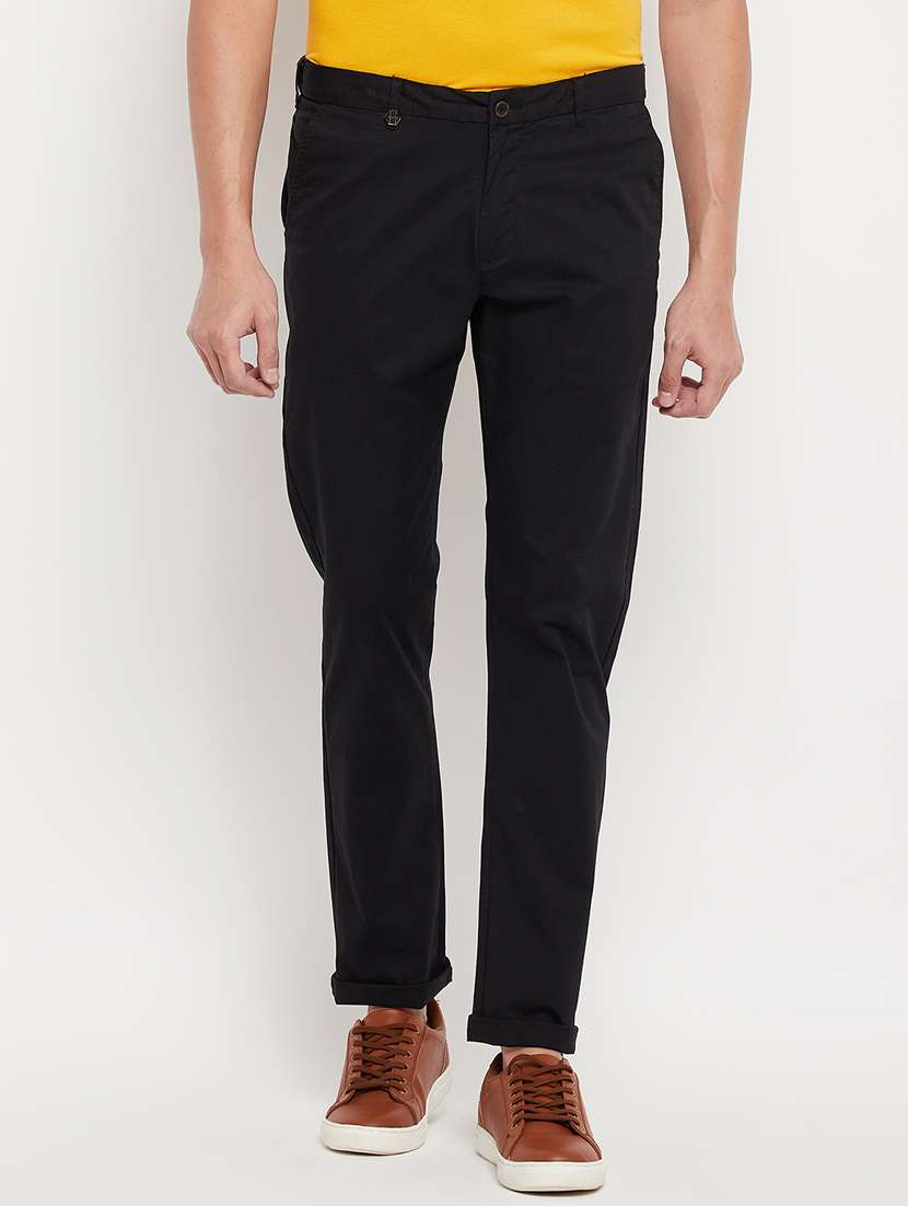 black solid casual trouser - 18344678 -  Zoom Image - 0