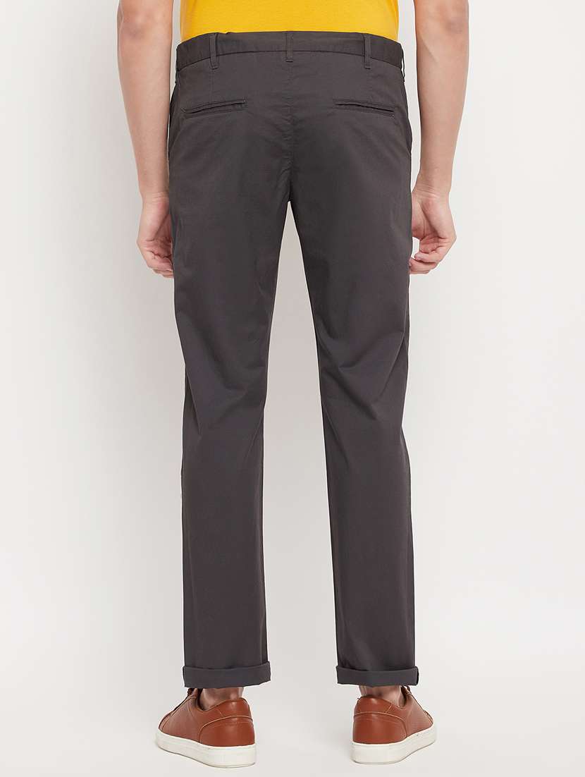 grey solid casual trouser - 18344679 -  Standard Image - 3
