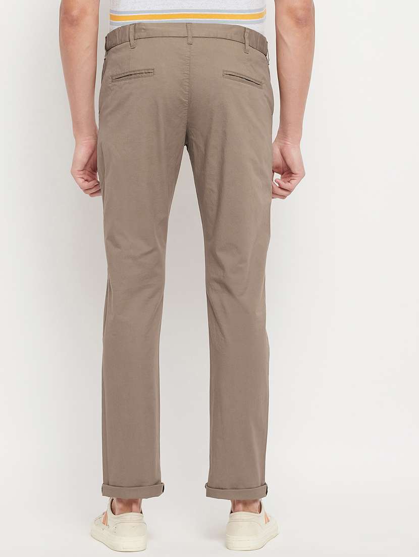 beige solid casual trouser - 18344680 -  Standard Image - 3