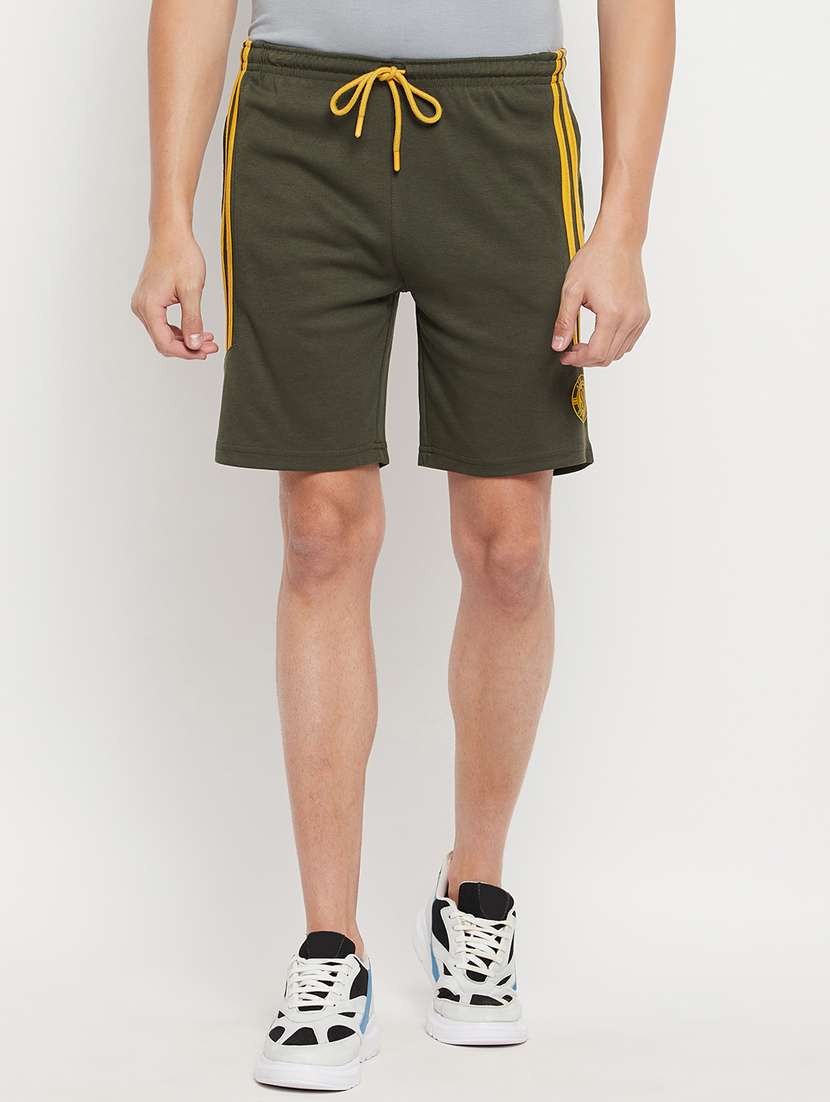 olive-green printed short