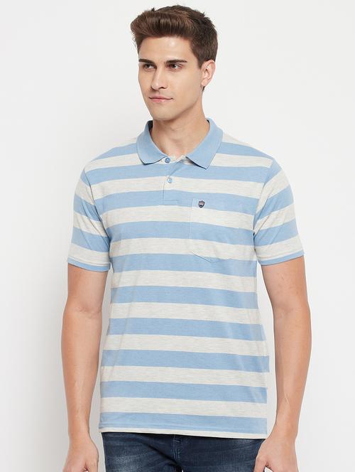 light blue striped polo t-shirt - 18344722 - Standard Image - 0
