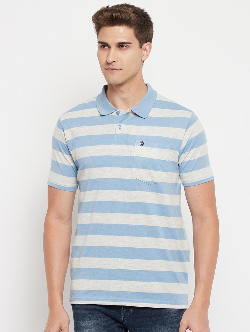 light blue striped polo t-shirt - 18344722 - Zoom Image - 0