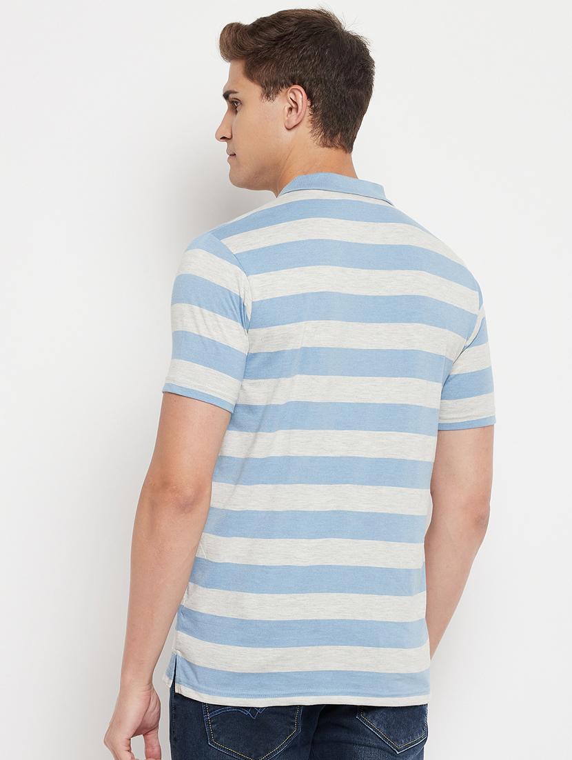 light blue striped polo t-shirt - 18344722 - Standard Image - 3
