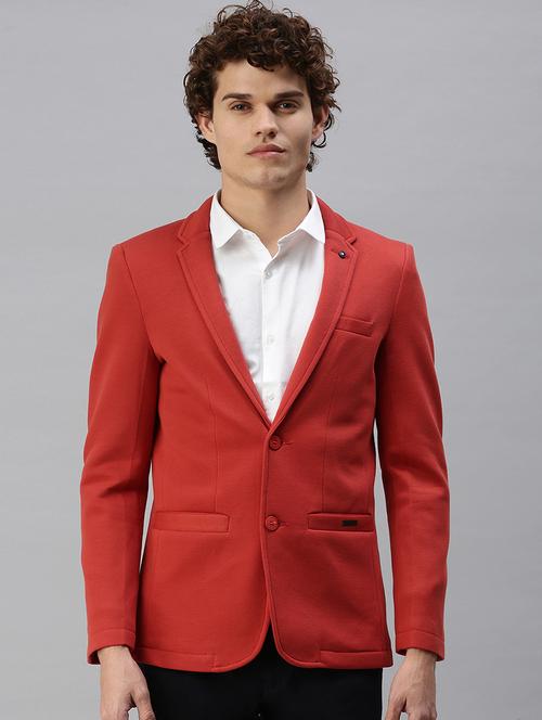 red solid casual blazer - 18344824 - Standard Image - 0