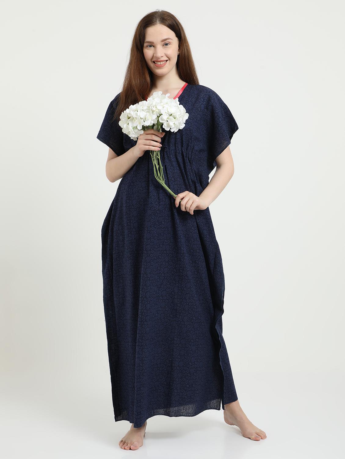 tie front printed nighty - 18345111 - Standard Image - 3