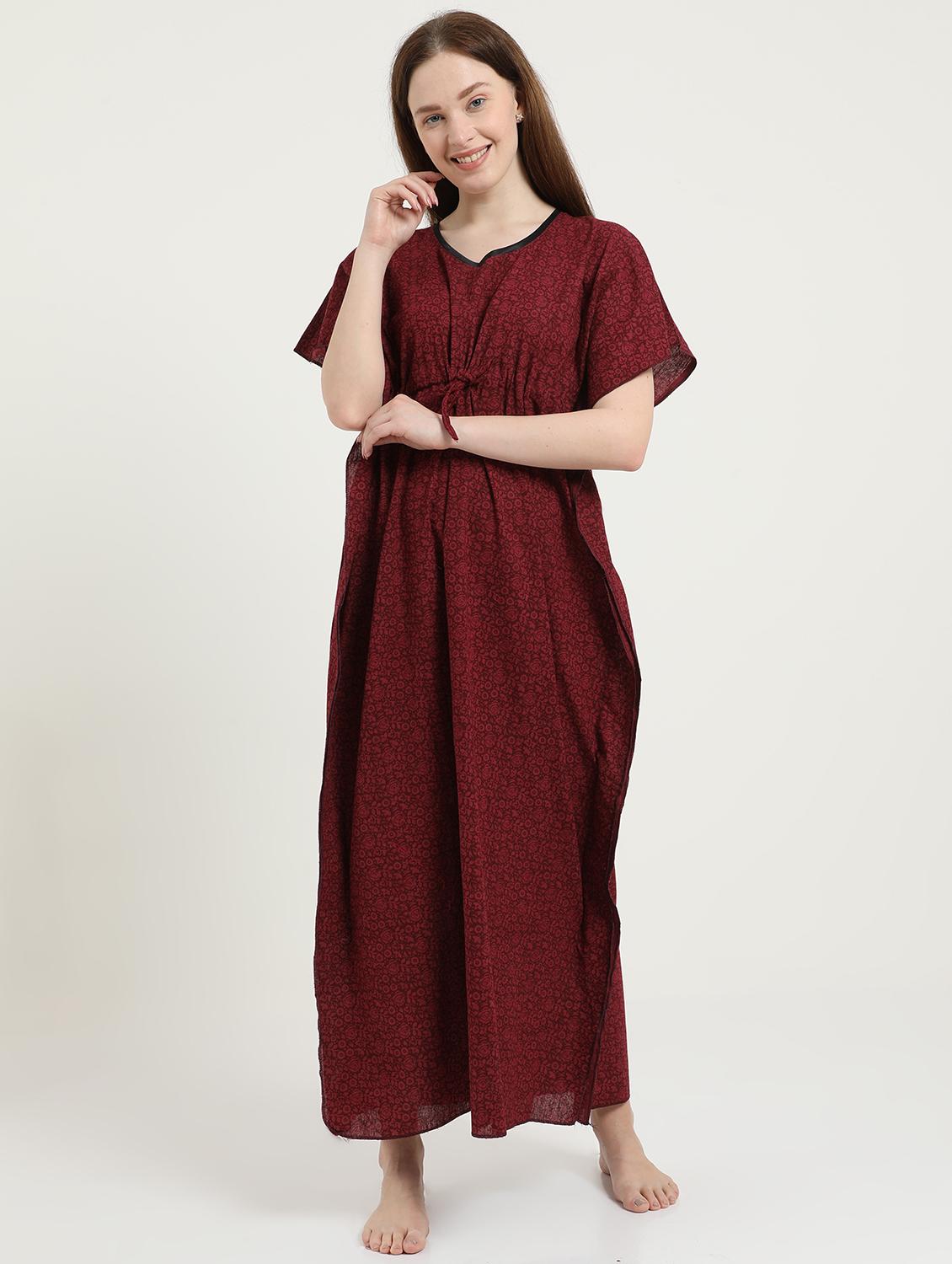 tie front printed nighty - 18345114 - Zoom Image - 0