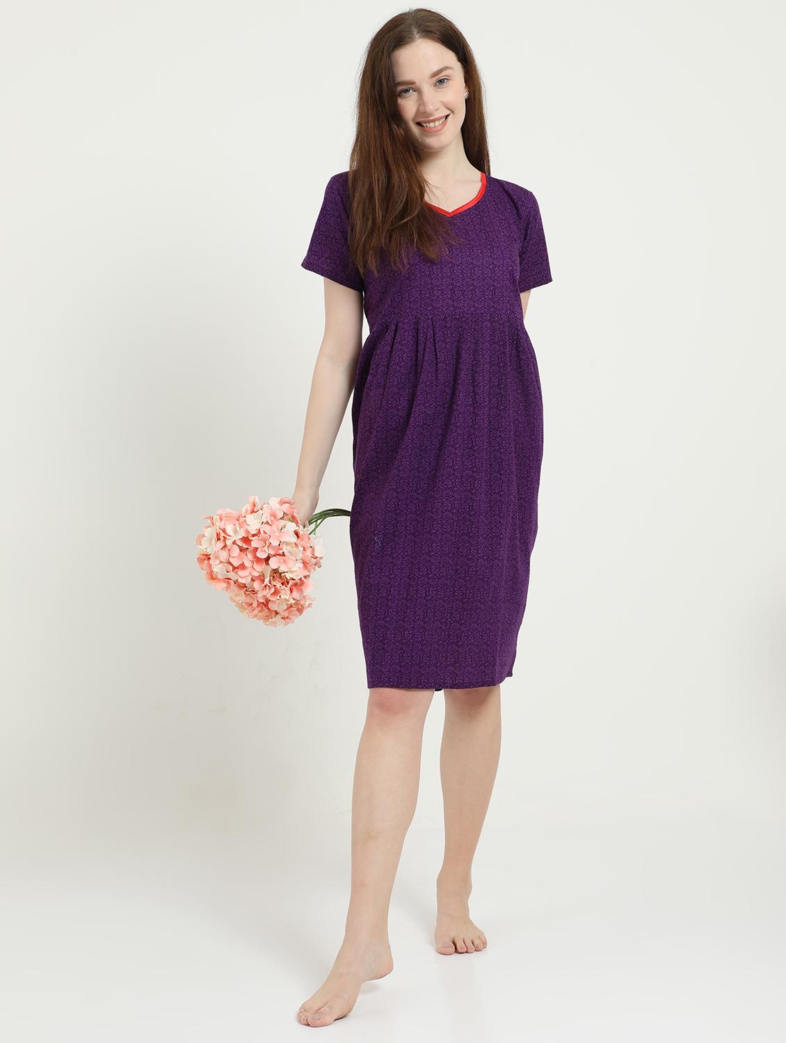 v-neck printed sleepshirt - 18345128 - Standard Image - 3
