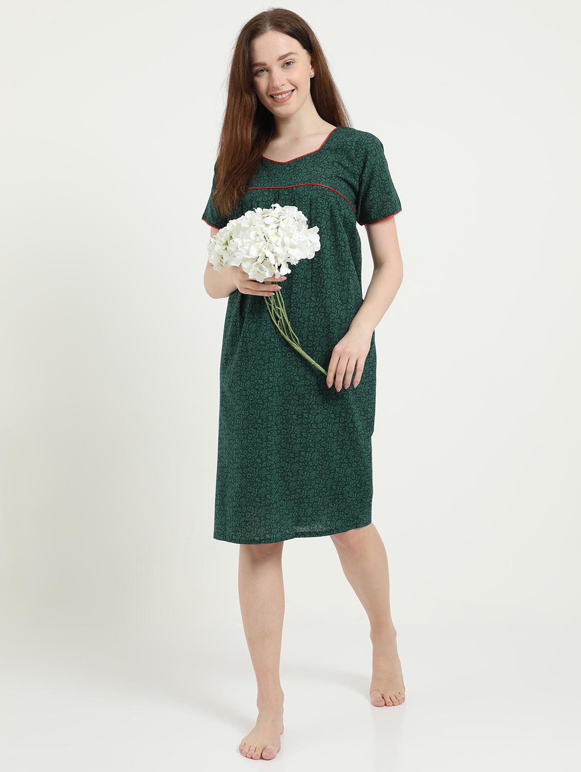 square neck printed sleepshirt - 18345140 - Standard Image - 3