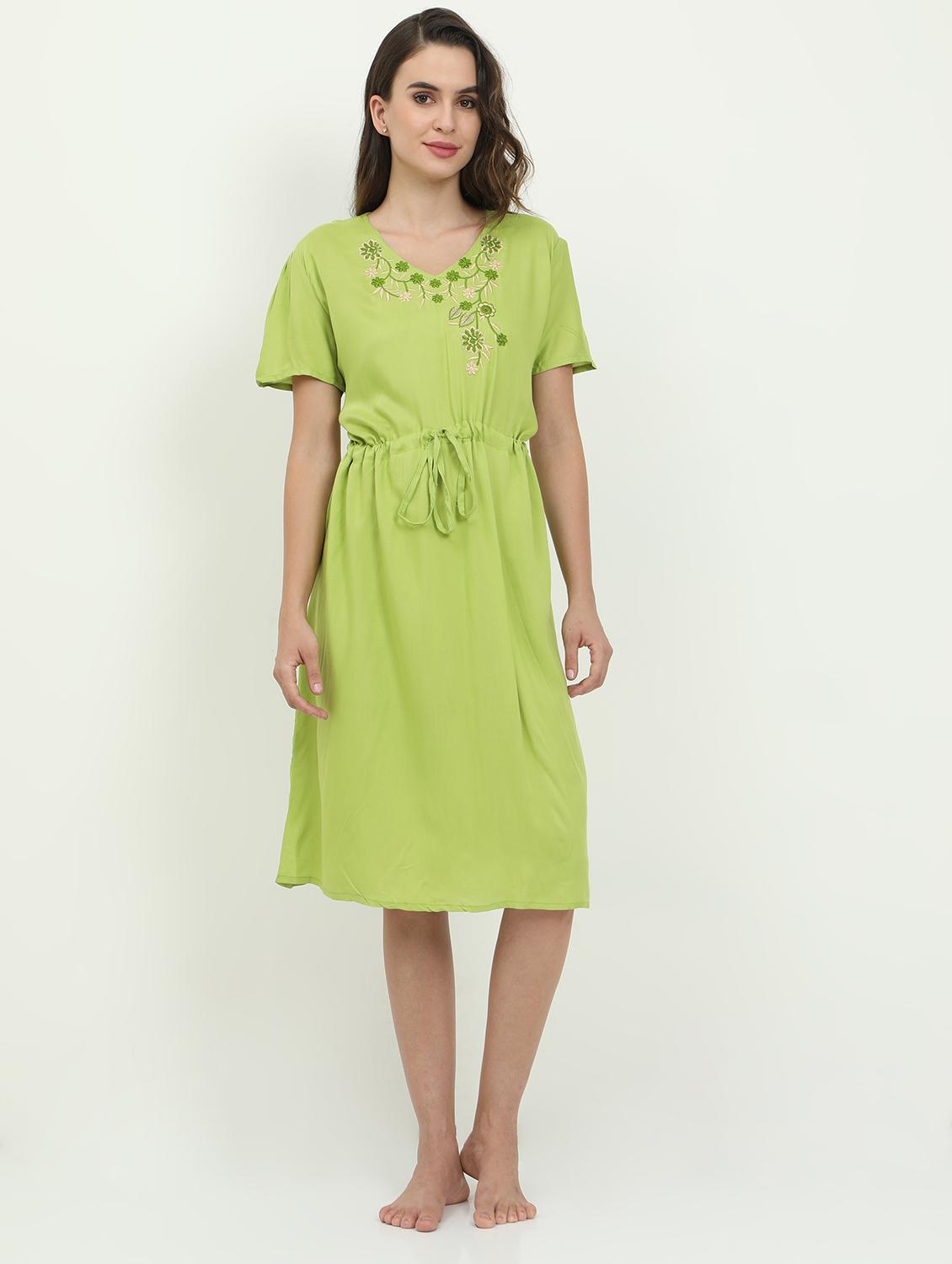 drawstring waist embroidered detail sleepshirt - 18345154 - Zoom Image - 0
