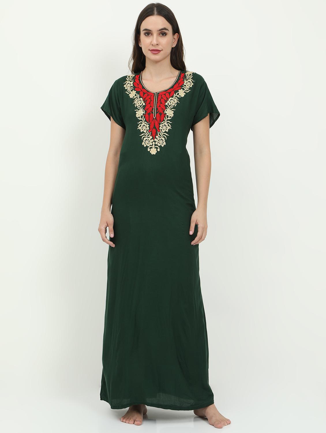 round neck embroidered detail nighty - 18345158 - Zoom Image - 0