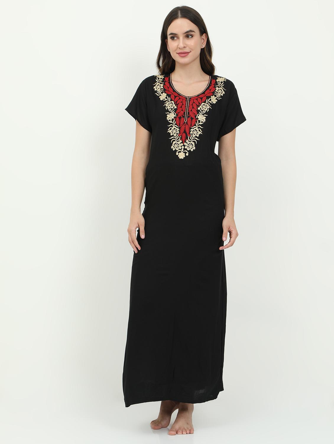 round neck embroidered detail nighty - 18345160 - Zoom Image - 0