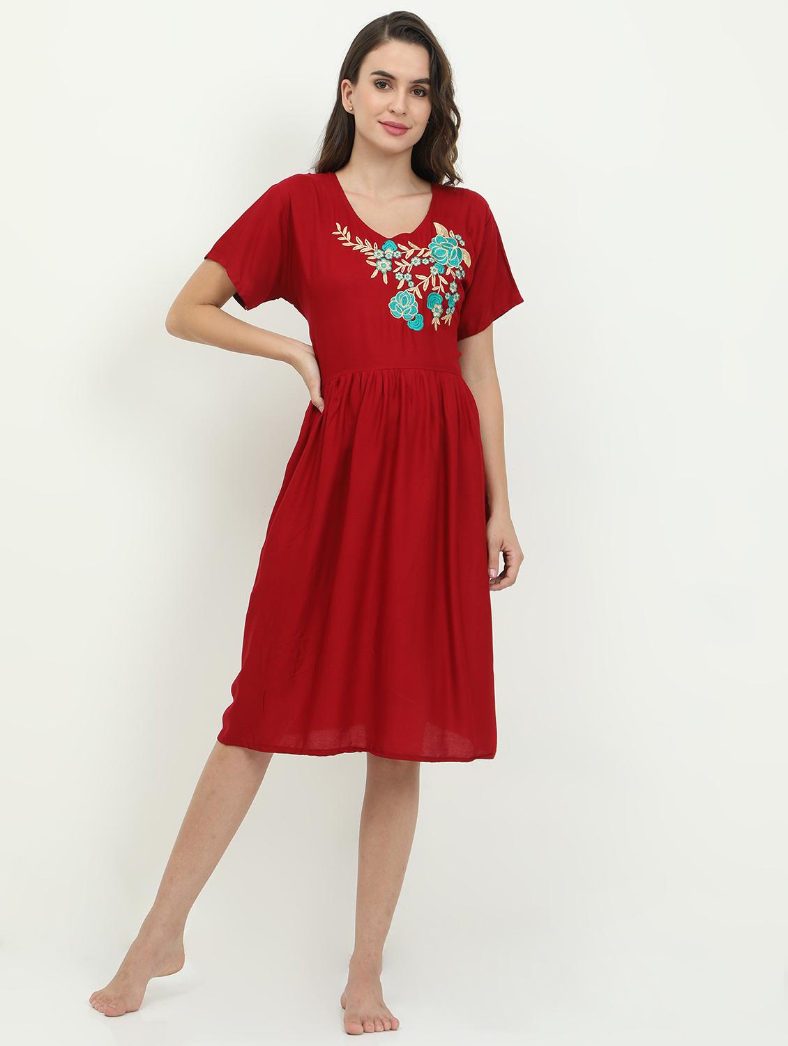 v-neck embroidered detail sleepshirt - 18345163 - Zoom Image - 0