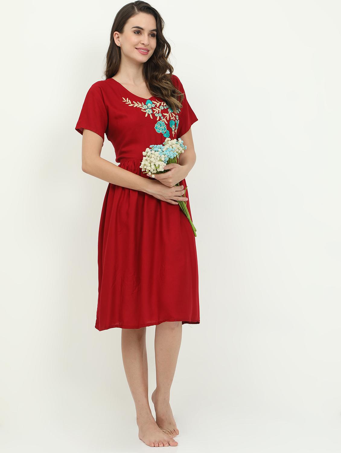 v-neck embroidered detail sleepshirt - 18345163 - Standard Image - 3