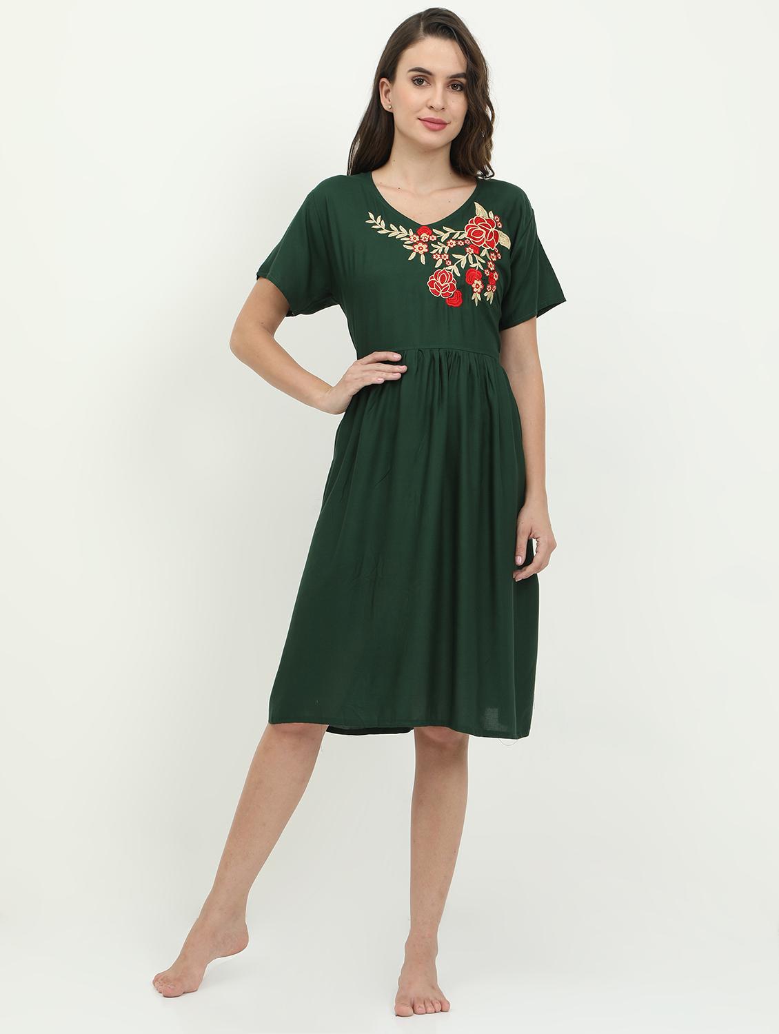 v-neck embroidered detail sleepshirt  - 18345166 -  Zoom Image - 0