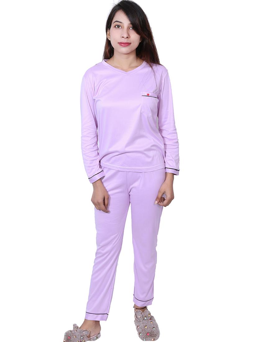 lavender solid nightwear pajama set - 18345286 - Zoom Image - 0