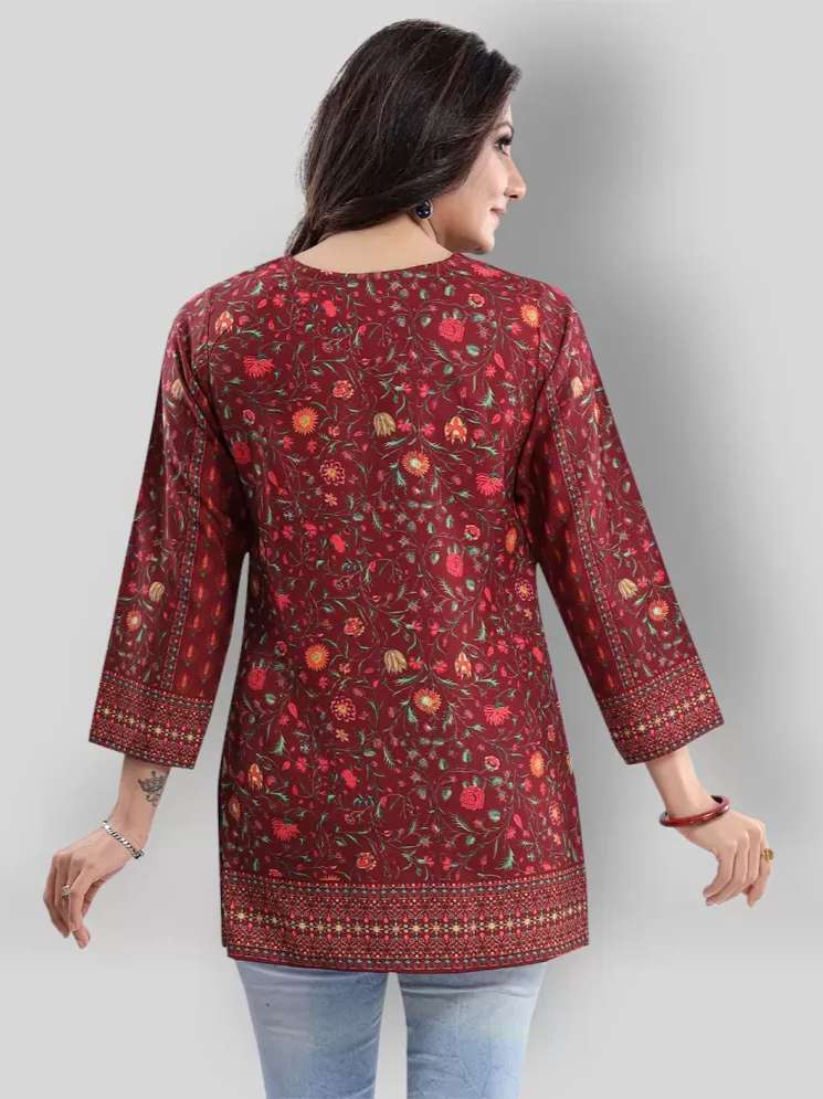 ladies cotton printed short kurti red - 18345533 - Standard Image - 3