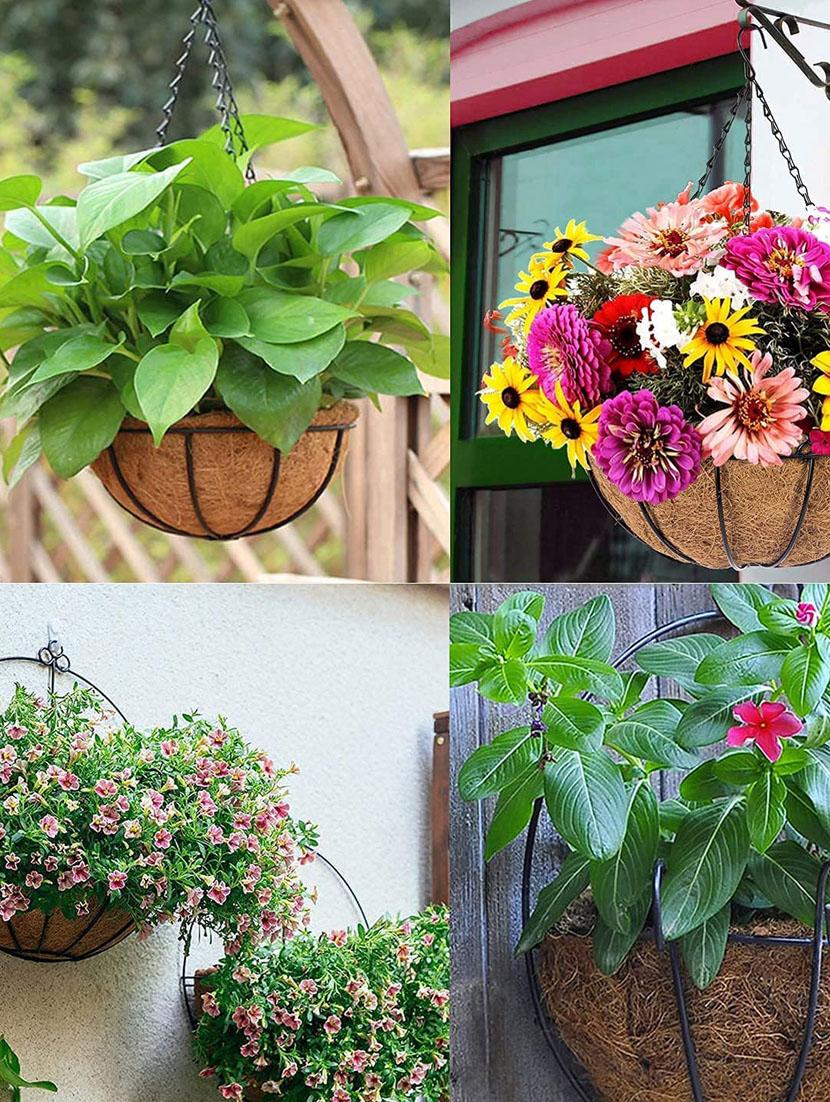 coirgarden-coir hanging basket flower pots-6 inch-coco gardening pots-pack 4 - 18345938 - Standard Image - 3