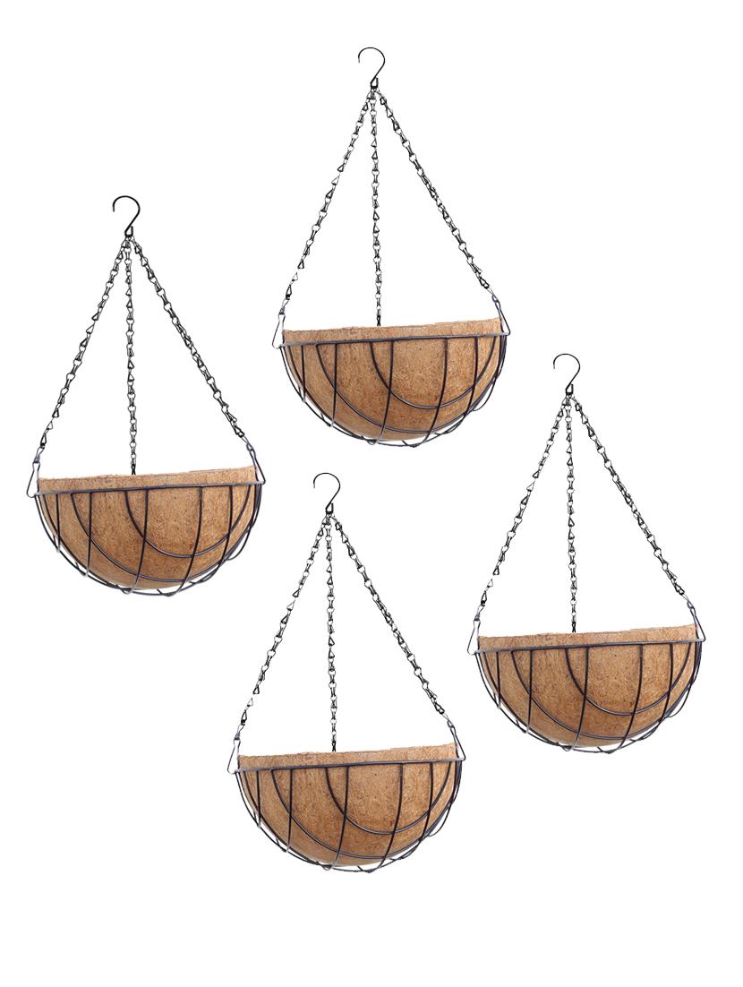 coirgarden-coir hanging basket flower pots-6 inch-coco gardening pots-pack 4 - 18345949 -  Zoom Image - 0