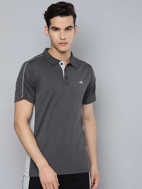 grey color-blocked polo t-shirt - 18346285 -  Standard Image - 0
