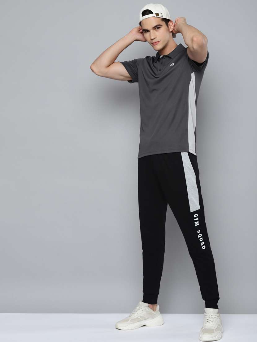 grey color-blocked polo t-shirt - 18346285 -  Standard Image - 3