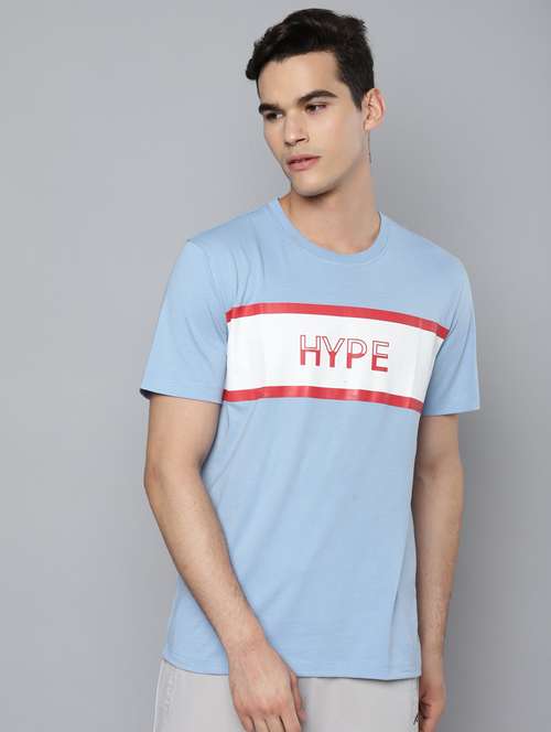 light-blue chest-printed t-shirt - 18346301 - Standard Image - 0