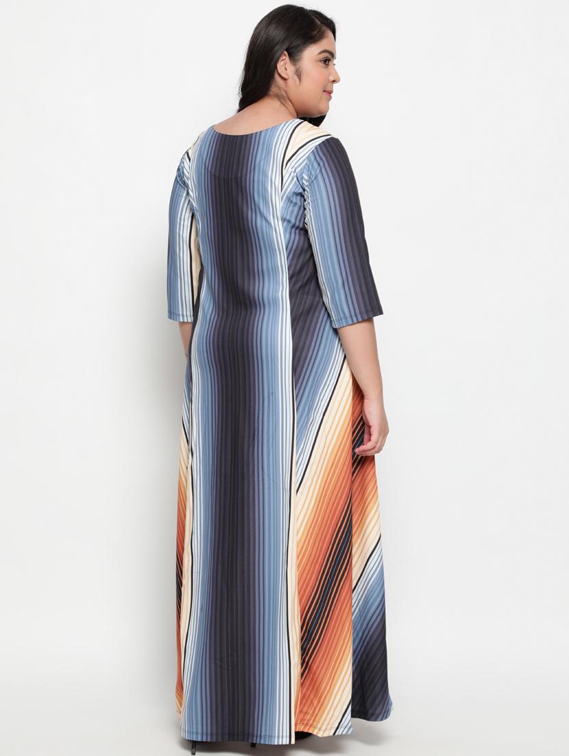 v-neck striped maxi dress - 18346380 - Standard Image - 3