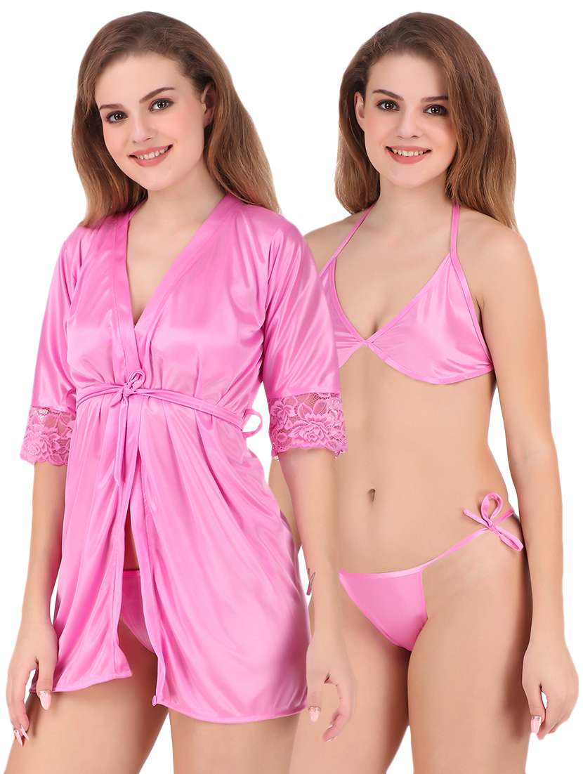 pink solid sleepwear robe set - 18346420 - Zoom Image - 0