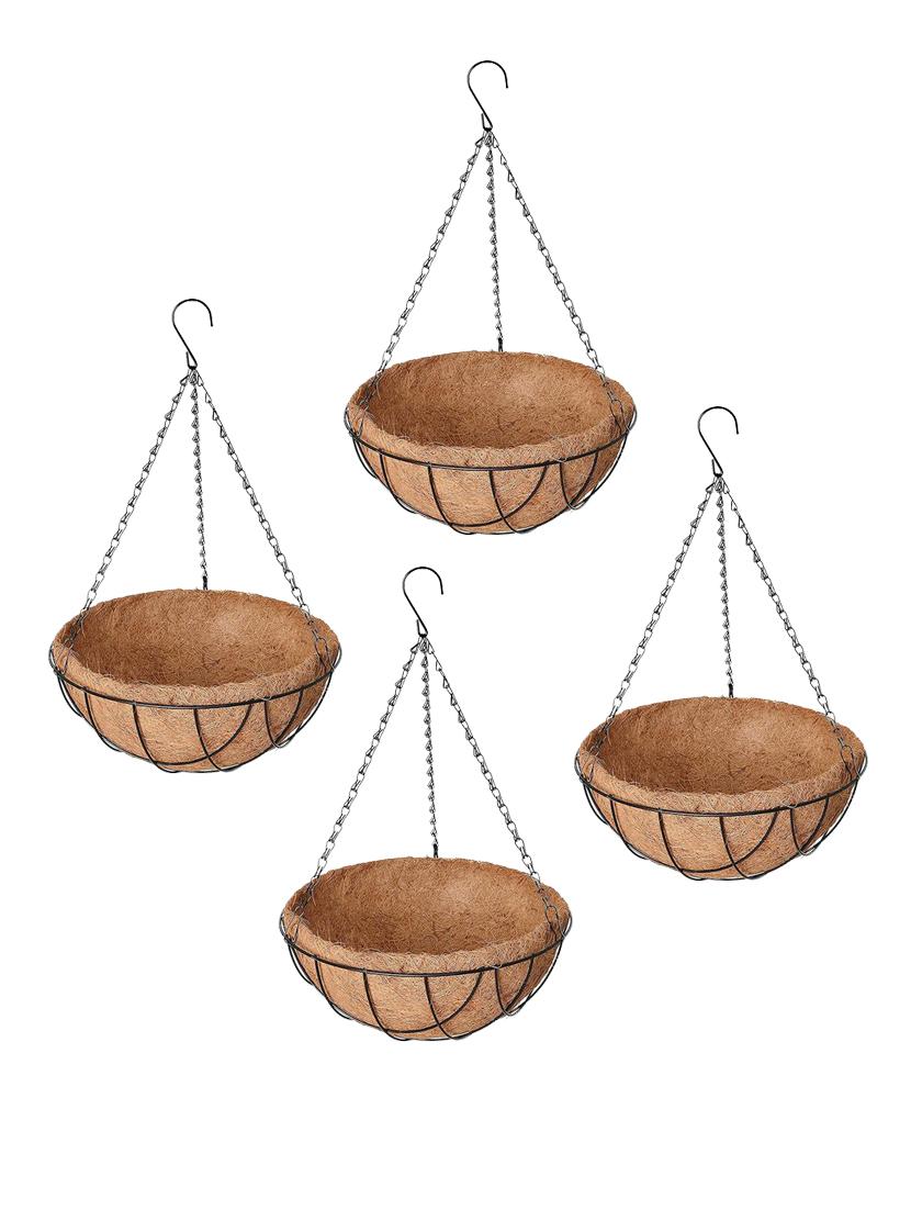 coirgarden-coir hanging round basket-hanging flower plant pots with balcony-water hanging baskets- (12 inch)-pack of 4 - 18346550 -  Zoom Image - 0