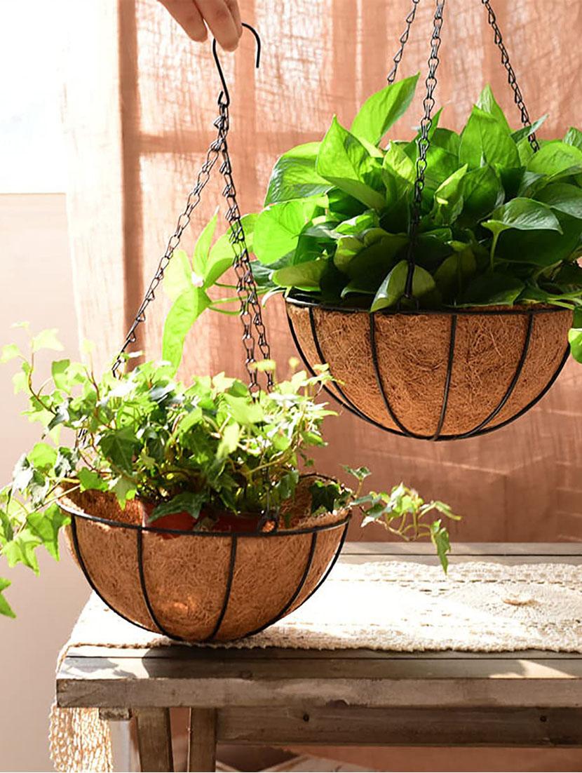 coirgarden-coir hanging round basket-hanging flower plant pots with balcony-water hanging baskets- (12 inch)-pack of 4 - 18346550 - Standard Image - 3
