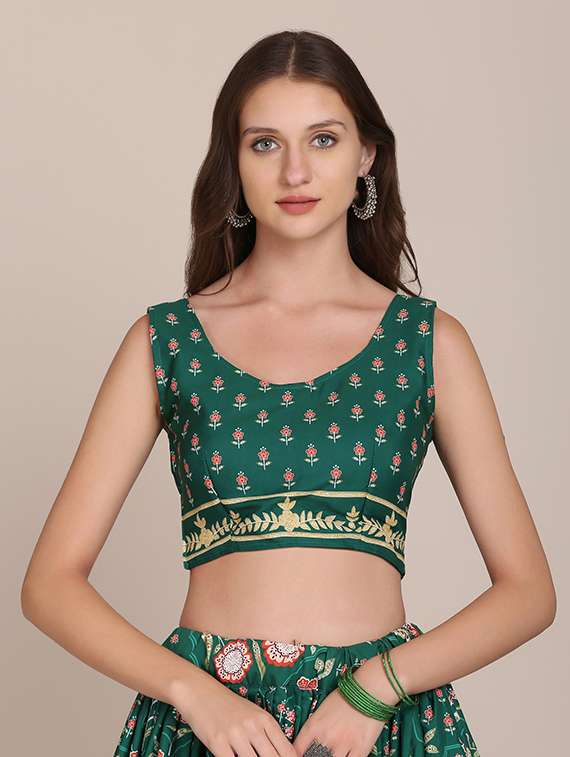 green floral flared lehenga - 18346651 - Standard Image - 3