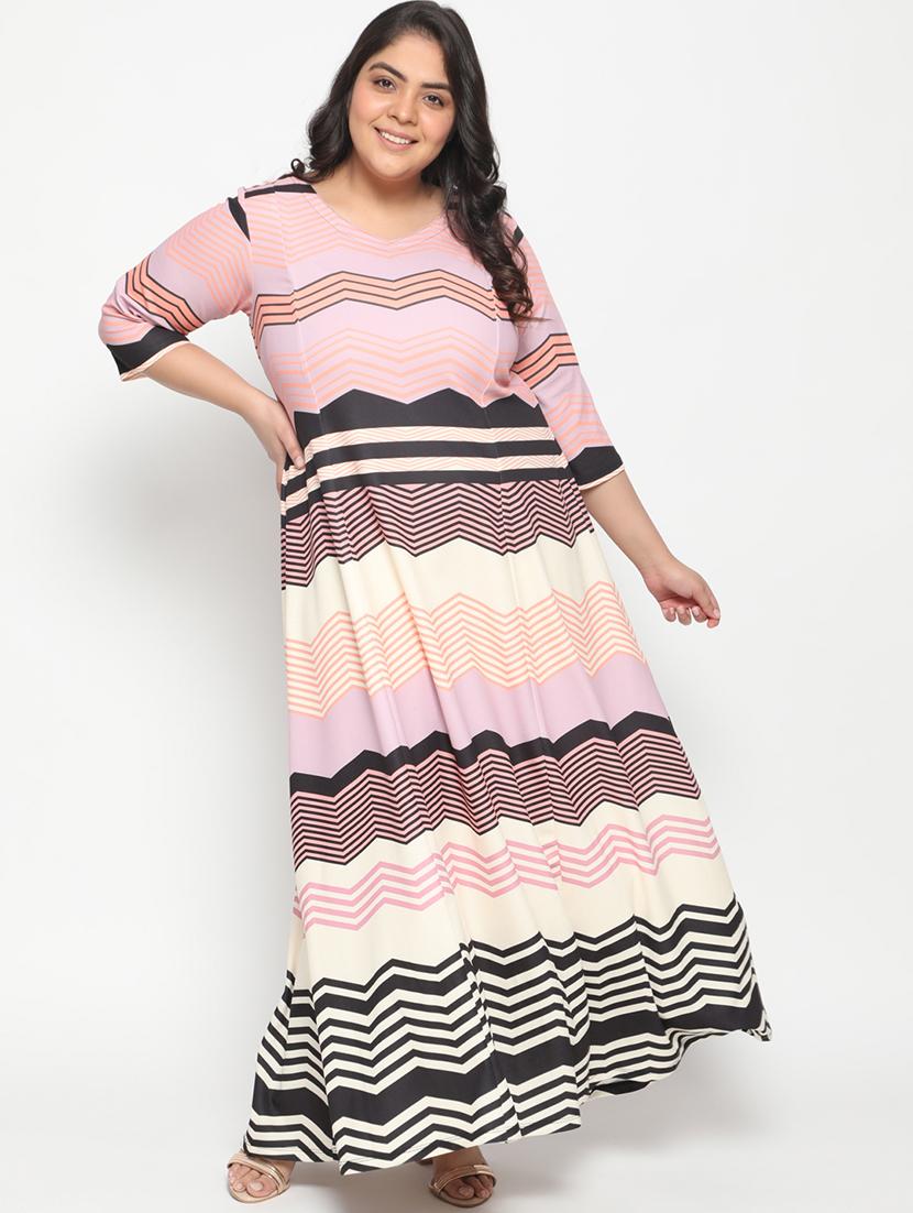 multi colored printed a-line dress - 18346854 -  Zoom Image - 0
