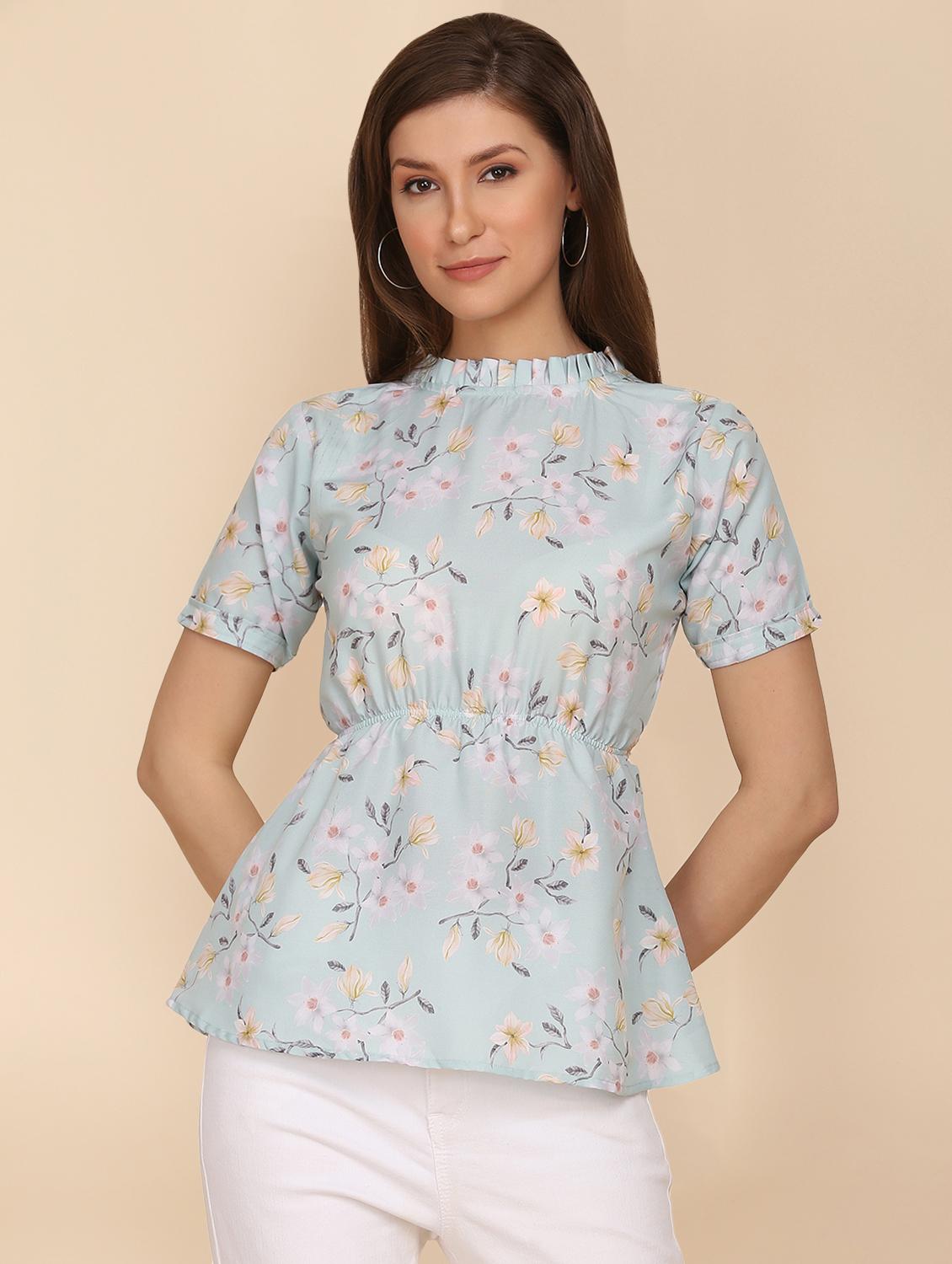 crew neck floral print top - 18346880 -  Zoom Image - 0