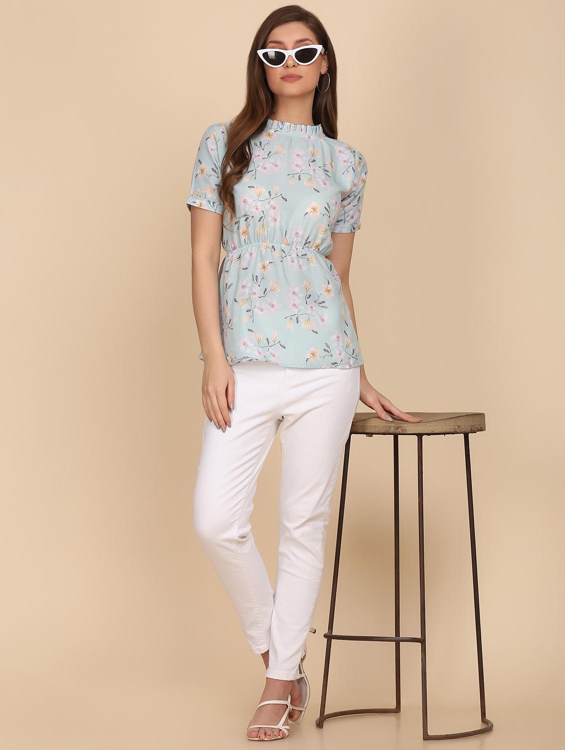crew neck floral print top - 18346880 - Standard Image - 3