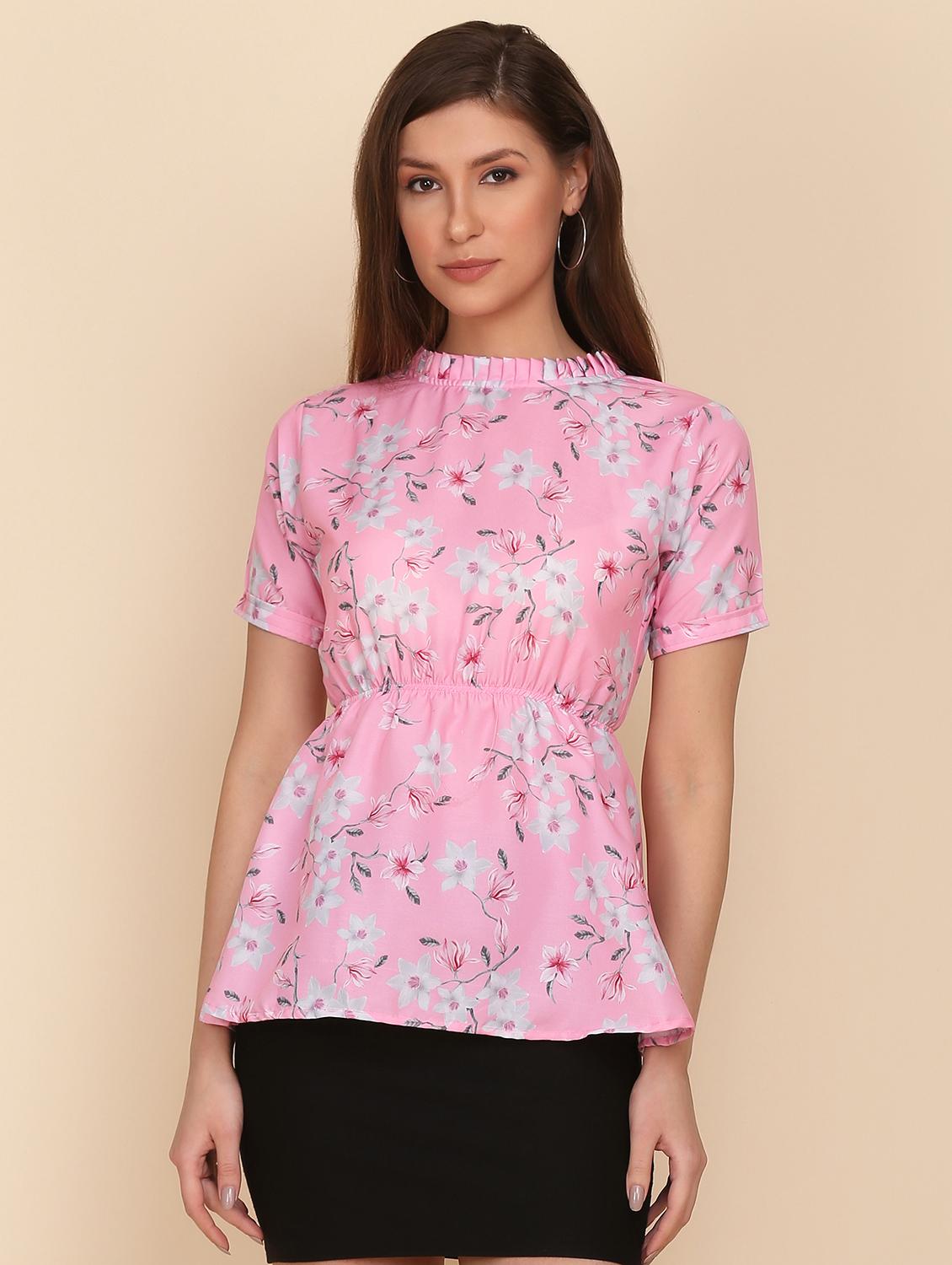 crew neck floral print top - 18346881 - Zoom Image - 0
