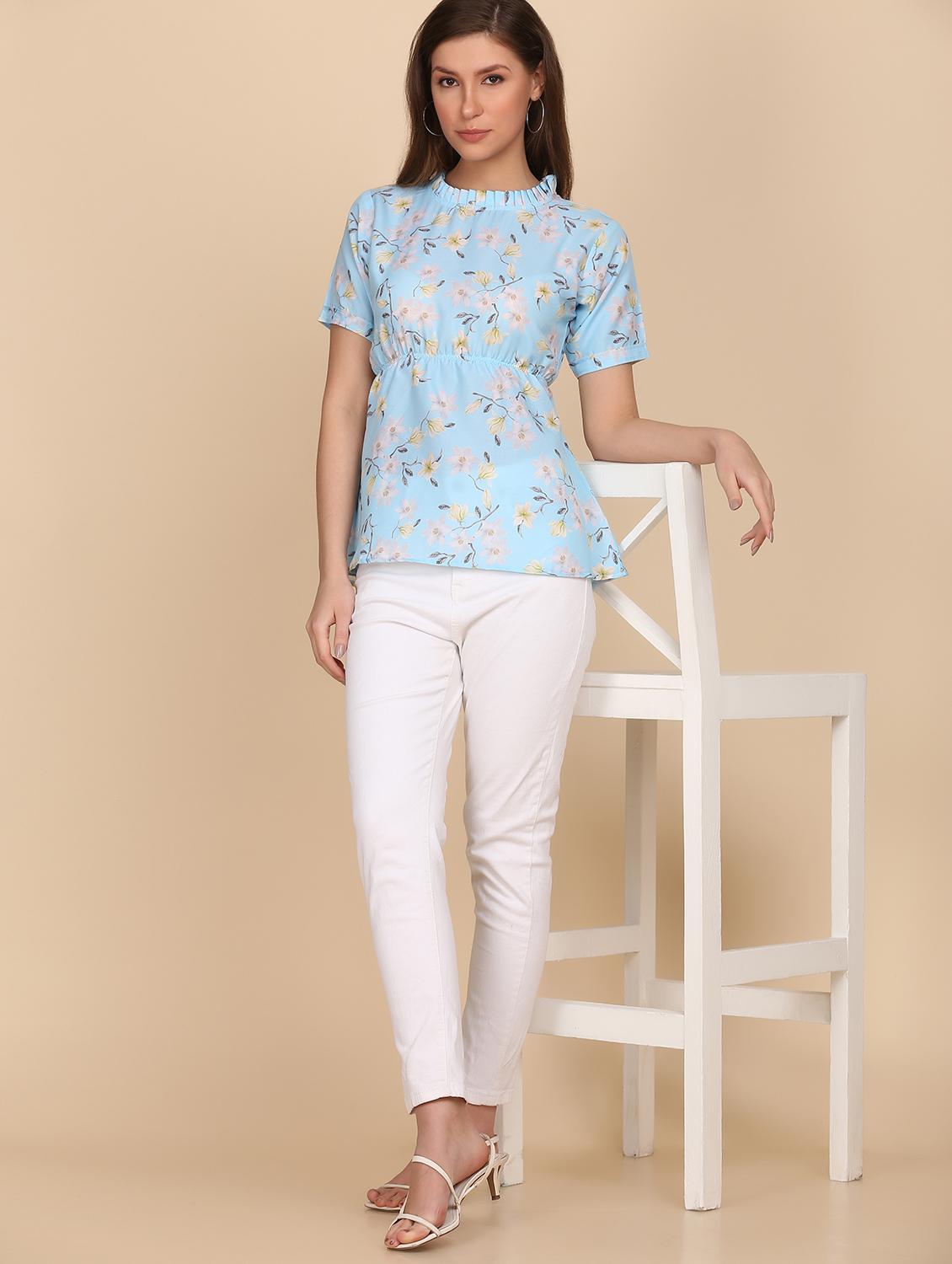 crew neck floral print top - 18346883 - Standard Image - 3