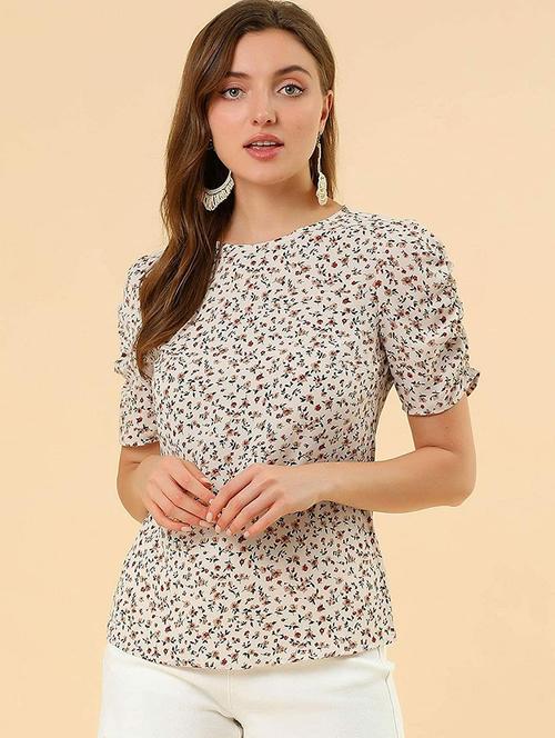 crew neck floral print top - 18346887 -  Standard Image - 0