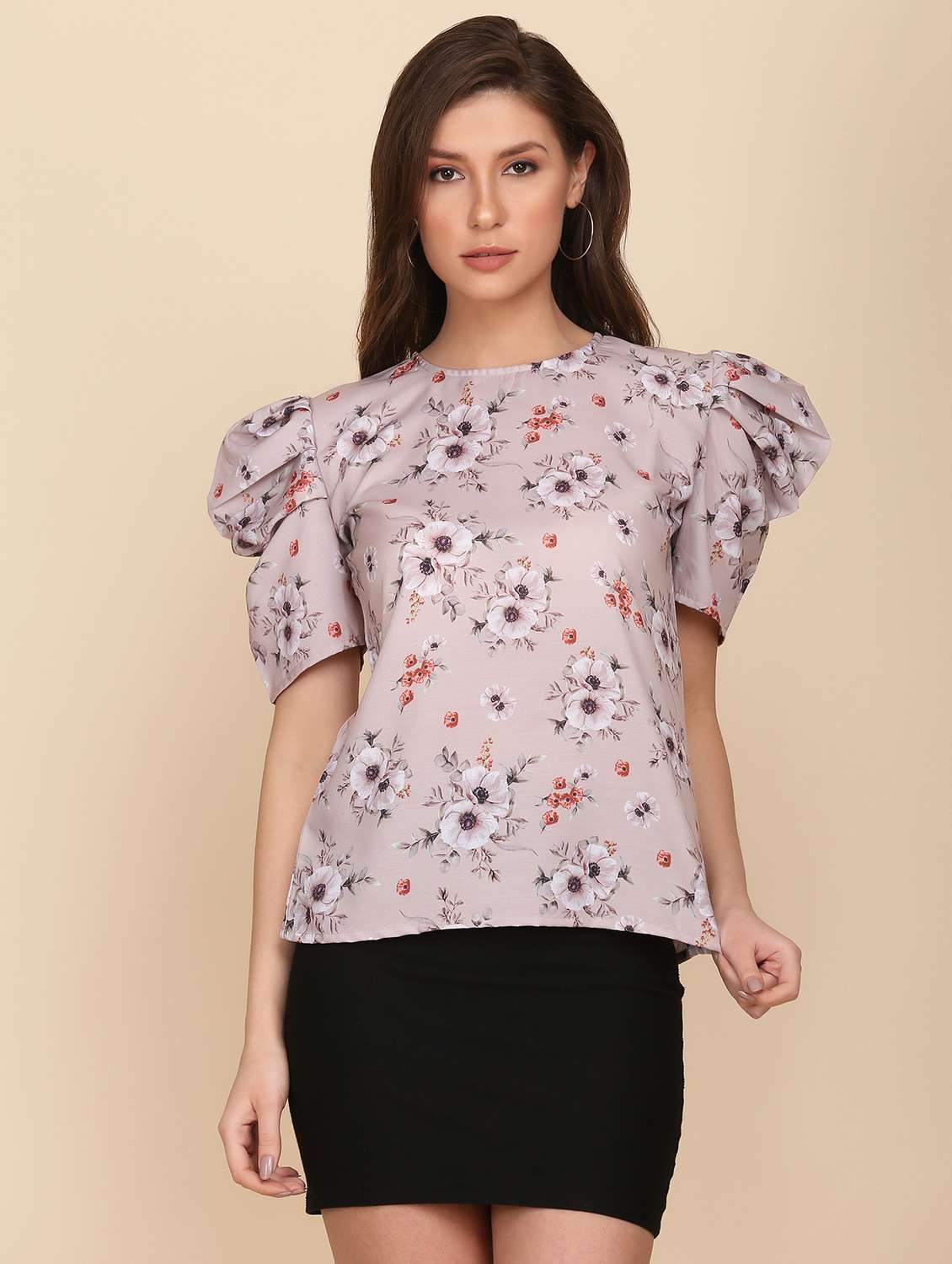 round neck  printed top - 18346891 -  Zoom Image - 0