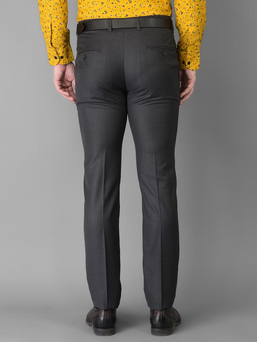 charcoal-grey solid flat front trousers formal trouser - 18347255 - Standard Image - 3