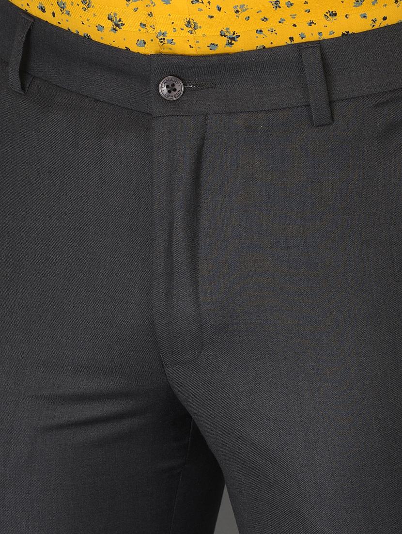 charcoal-grey solid flat front trousers formal trouser - 18347255 - Standard Image - 5