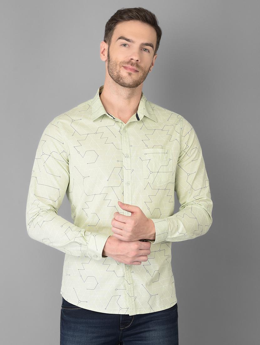 green printed casual shirt - 18347260 -  Zoom Image - 0